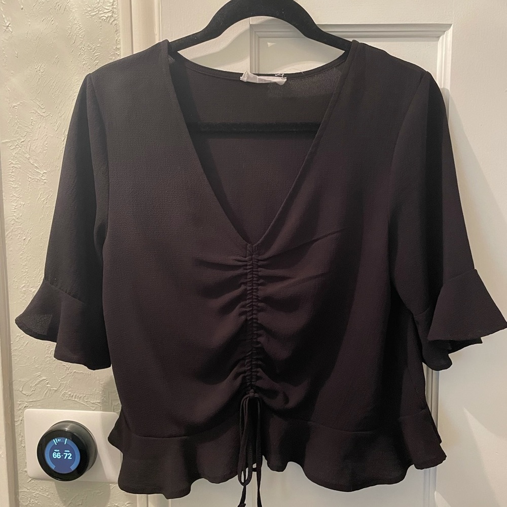 Ruched V-Neck Blouse